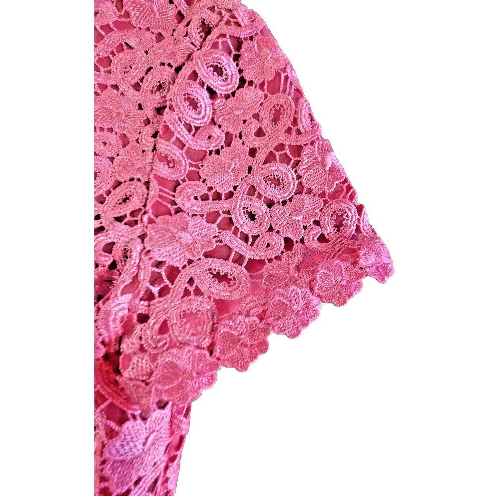 Kate Spade Bloom Flower Lace Blouse Womens Size 6 Pink Floral Crochet NJMU3100 - Picture 6 of 8